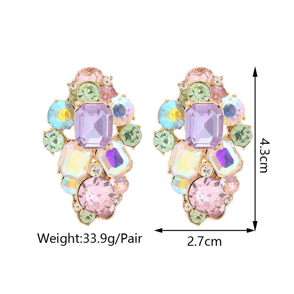 Moderne Glänzende Strass Glas Blume Decor Stud Ohrringe Für Frauen Trend Luxus Fee Hochzeit Partei Schmuck Ohr Zubehör Geschenk