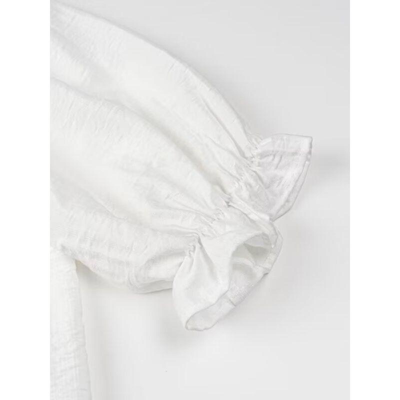 Kaslead New Arrival Women's Fashion Style Fashion Minimalist Pure Color Casual All-Match Short-Sleeved Shoelace Shirt