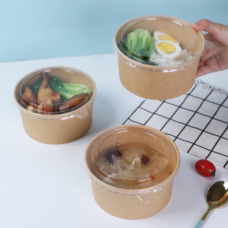 Disposable Kraft Paper Takeaway Bowls with Lids