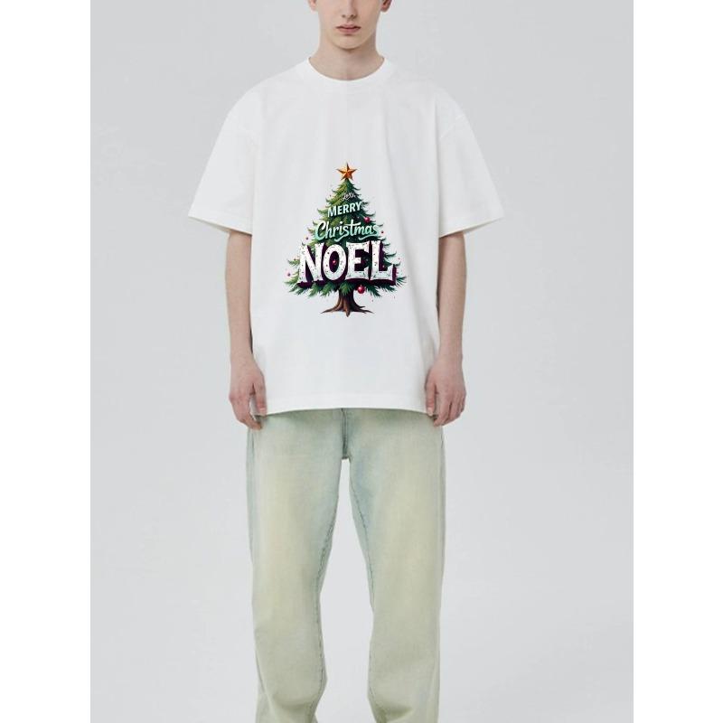 Christmas T Shirt Black Merry Christmas Noel Tree Print Holiday Party Wear