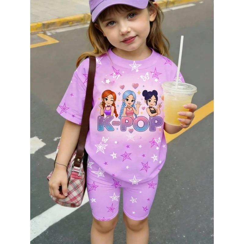 Conjunto de 2 piezas de Verano para Niños, Casual Deportivo de Tendencia, Estampado de Patrón 3D, Camiseta de Cuello Redondo y Pantalones Cortos