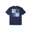 Contrasting Colors Cashew Loose Round Neck Short Sleeve Couple Style Blue Men's 10023154-A03