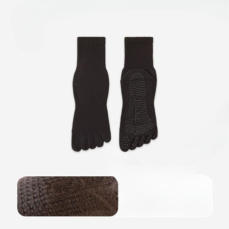 Herrhöst Bomull Svettabsorberande Silikon Halkfria Sport Fitness Pilates Yoga Femfinger Rörstrumpor