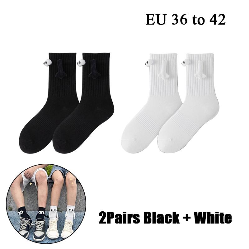 10 Paare Club Promi Ins Mode Lustig Kreativ Magnetische Anziehung Hände Schwarz Weiß Cartoon Augen Paare Socken Socken
