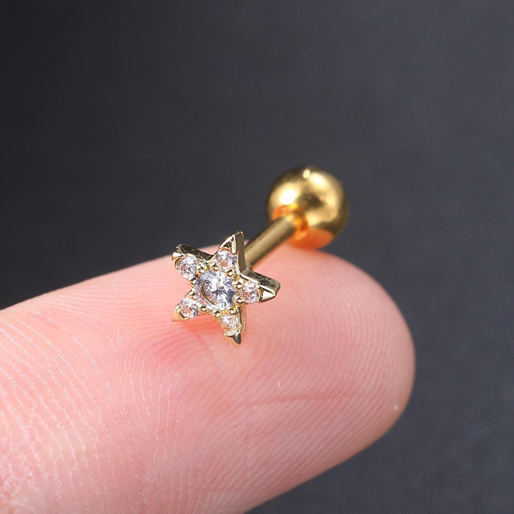 1pc Helix Piercing Earrings for Women Zircon Small Star Cartilage Tragus Piercing Ear Rings Body Accessories Jewelry Gift CC021