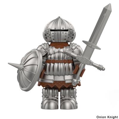 Mittelalterlicher Zwiebelritter Detaillierte Schwarzer Ritter Rüstungsfigur mit großem Bauch, bewegliche Körperbaustein-Spielzeuge
