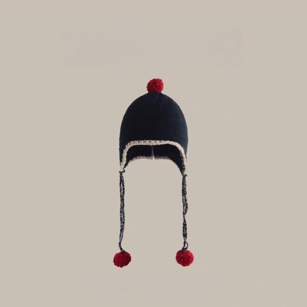 

Windproof Ear Protection Hat Warm Knitted Cap New Pullover Cap Autumn and Winter чорний