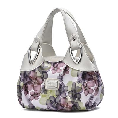 Dámská taška Summer Printed Flower Měkká kožená kabelka Velkokapacitní taška pro maminky středního věku Trendy