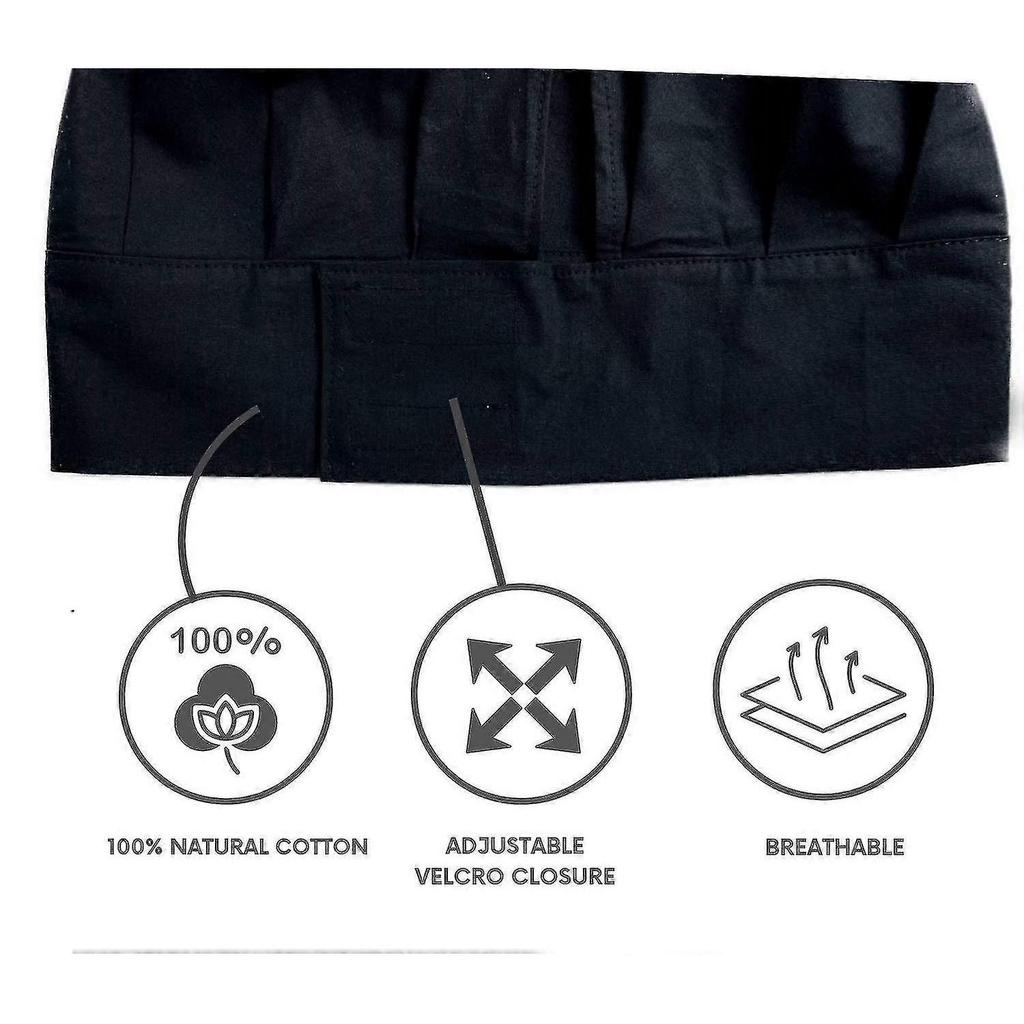 Chef's Hat Unisex Cotton Chef's Hat Kitchen Chef Hotel Restaurant Gastro Hats Adjustable For Men, Women, Cooking, Black - PJ
