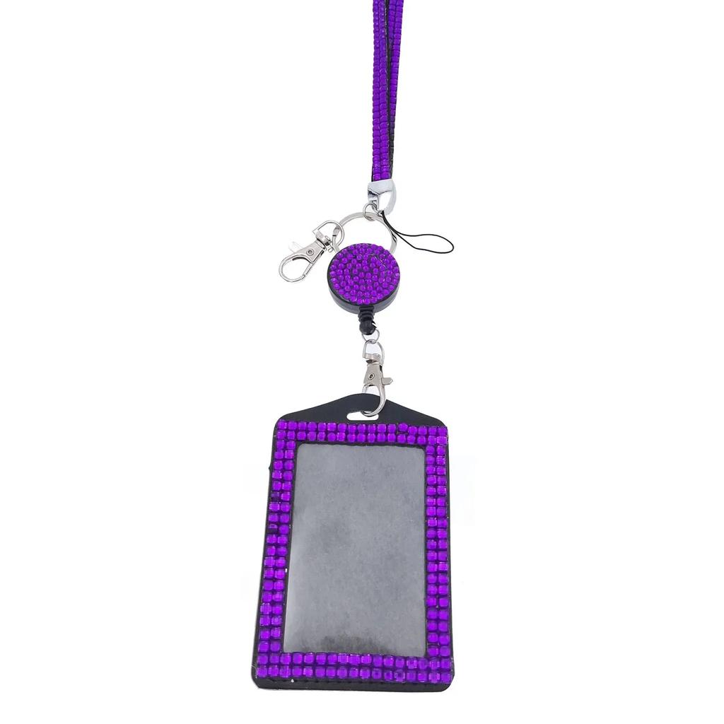1 Stück modisches Kartenetui, Umhängeband für Damen, einziehbares Ausweishalter-Band, Halskette, Umhängeband für Mädchen, glänzend, leicht zu ziehende Schnalle, Kartenetui