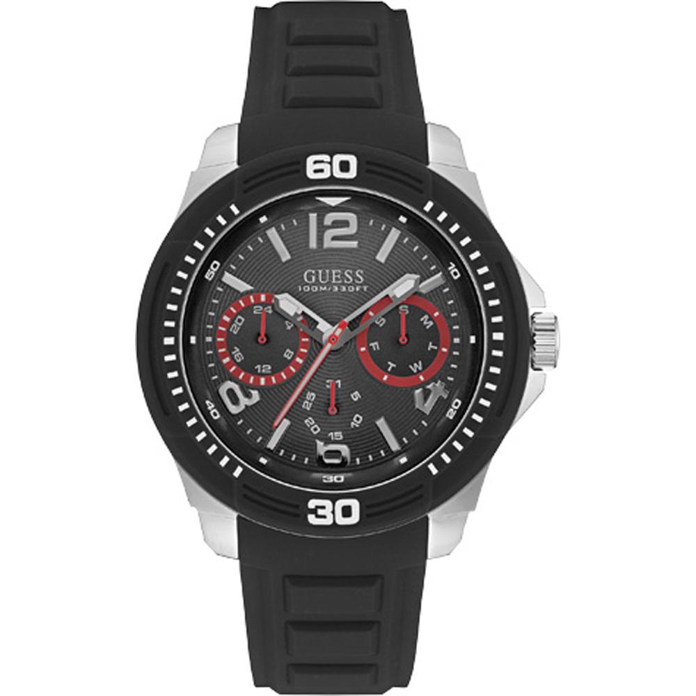 GUESS Tread Black Stainless Steel Silicone Men s Quartz Watch W0967G1 чёрный