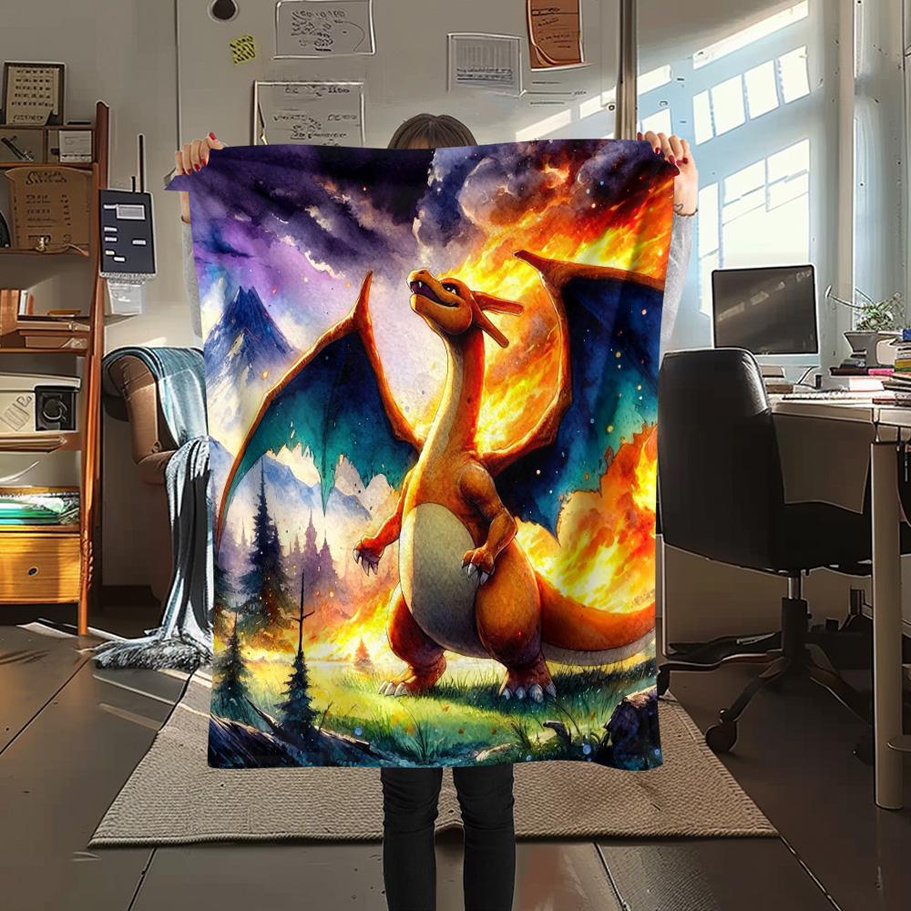 Sky Flare Dragon Print Flannel Blanket, High quality Comfortable for All Seasons, Home Decor, Warmth and Comfort