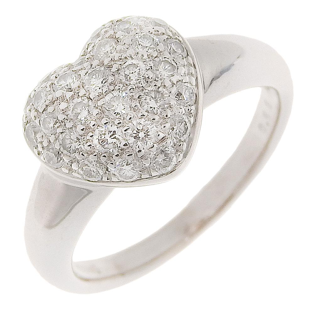

heart Ring K18 white gold/diamond #4.9(US Size) heart 4.9g Women Used