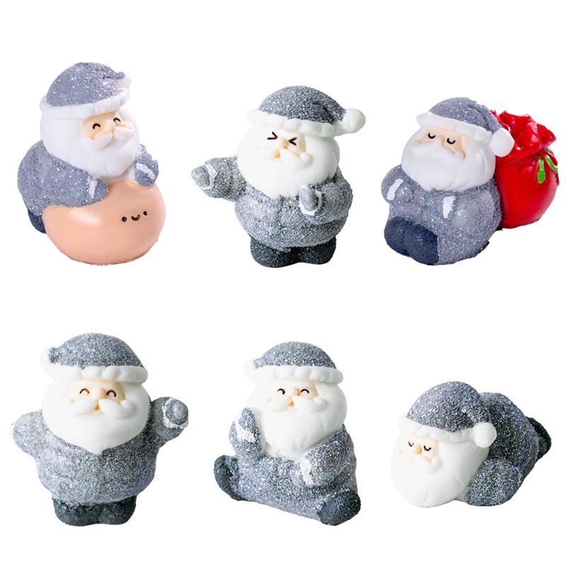 2-12pcs/Set Christmas Miniature Santa Claus Sled Reindeer Gift Train Terrarium Figurines Fairy Garden Decor Snow Landscape Model