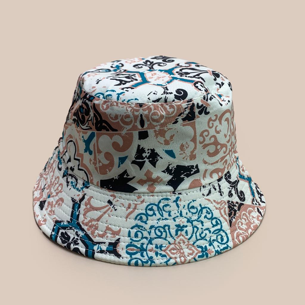 Exotic Style Color Matching Pattern Bucket Hat Men And Women Retro Travel Sunshade Double-Sided Personalized Basin Hat