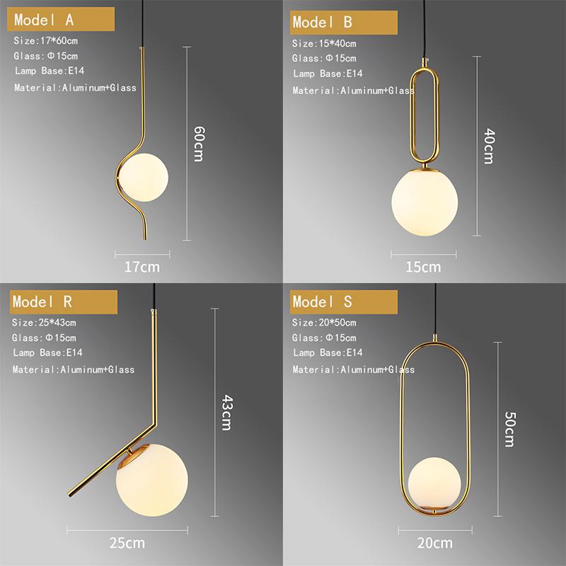 Nordic Minimalist Golden Pendant Lamp Restaurant Bar Creative Living Room Bedroom Bedside Light Led Personality Small Chandelier