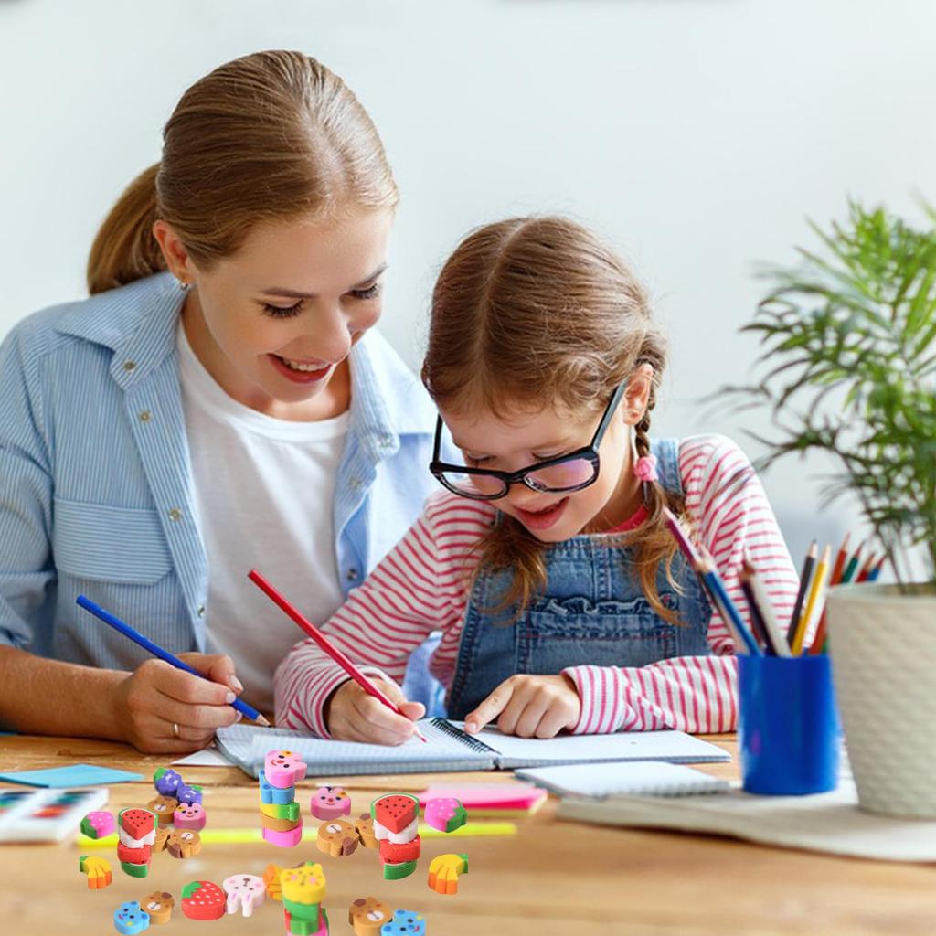 Coolooda Mini Eraser 200 Pencil Eraser Fruit Animal Adorable Cute Fruits Home School Work Classroom Children Reward Gift Prize [Approx. Pieces] Pets,