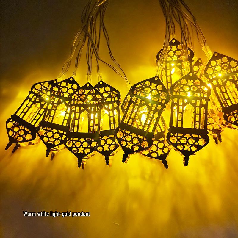 Creative Middle Eastern Star & Moon LED String Lights - Iron Art Festive Décor