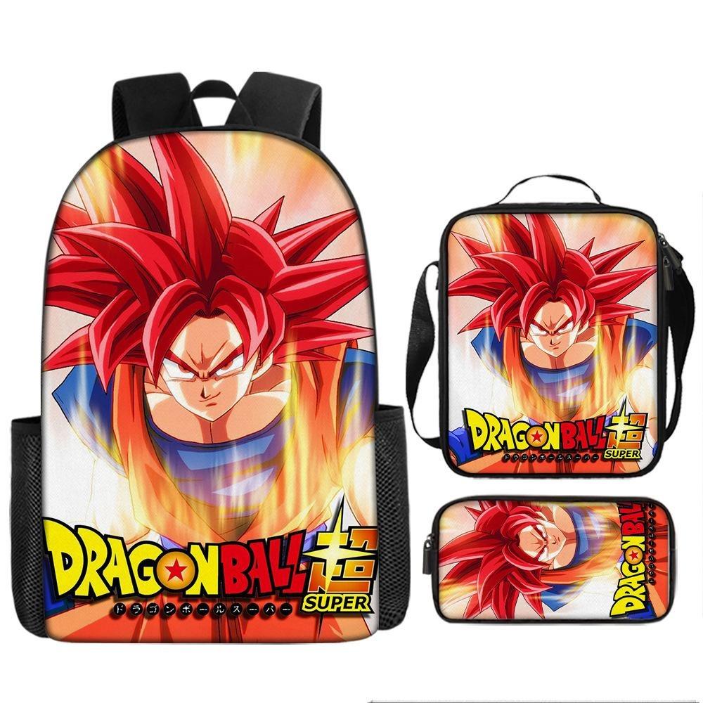 Dragon Ball Backpack Cross-border Trend Backpack Retro School Bag Dragon Ball Cartoon Three-piece Set