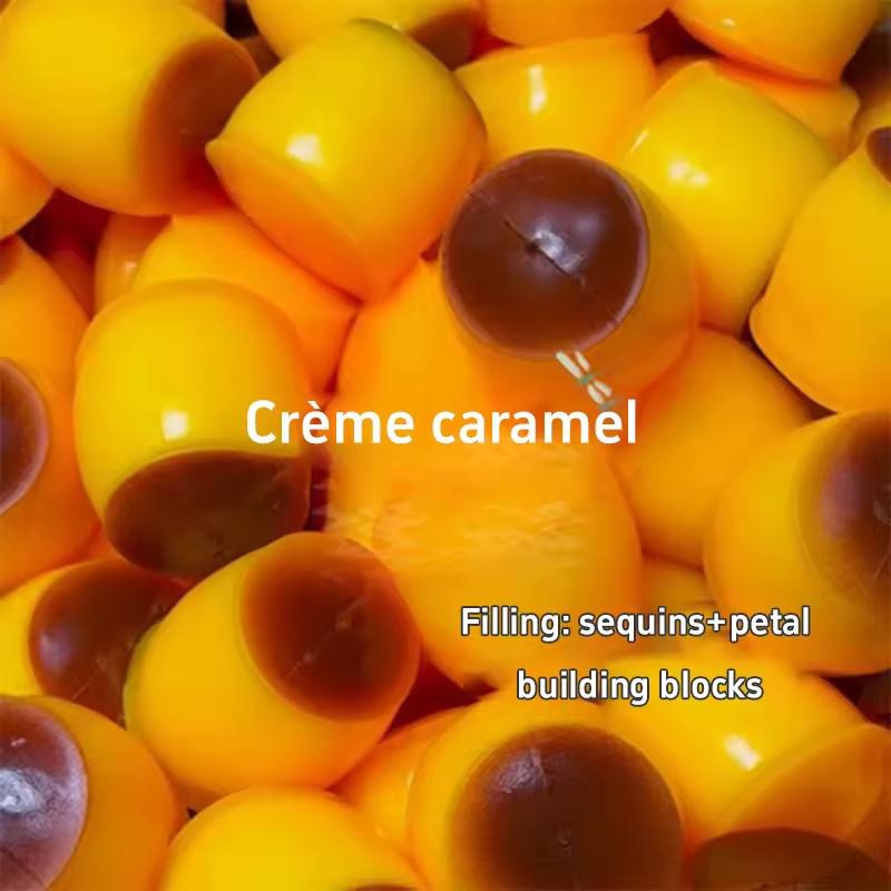 Pudding-Shaped Squeeze Ball Caramel Crunchy Handmade Squishy Portable Diy Fidget Accessory For Stress Relief & Cute Desk Play