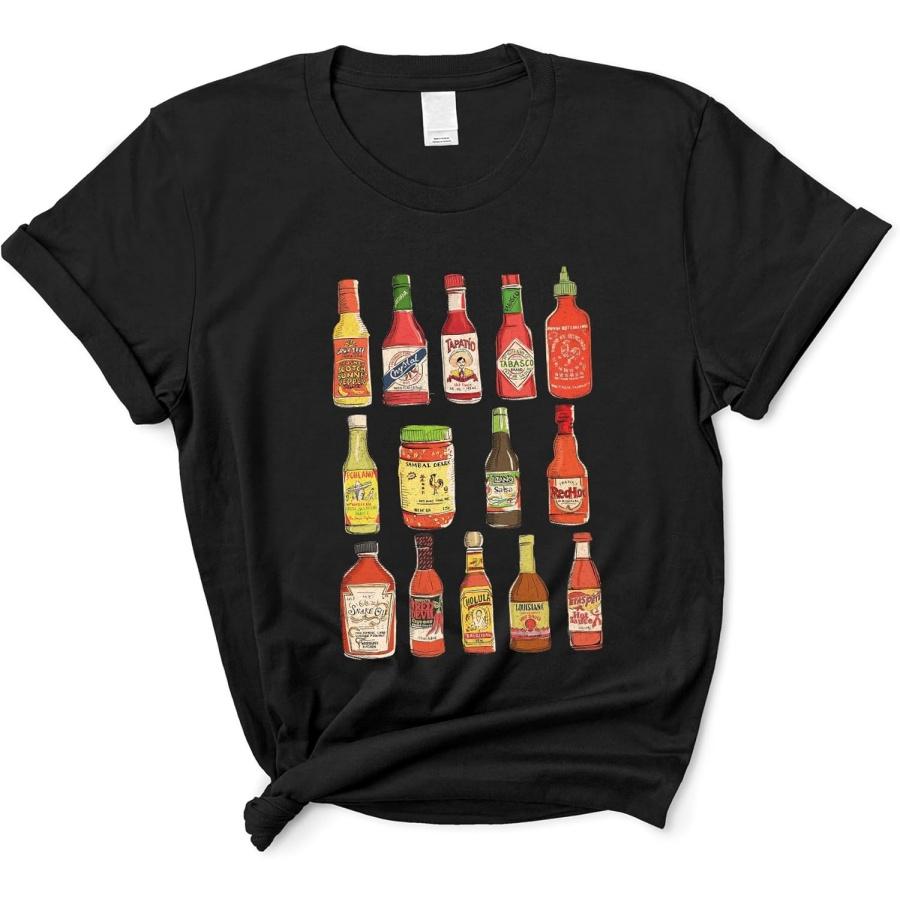 Vintage Hot Sauce Shirt - Retro Foodie T-Shirt, Spicy Hot Lovers Tshirts XXXXXL чёрный