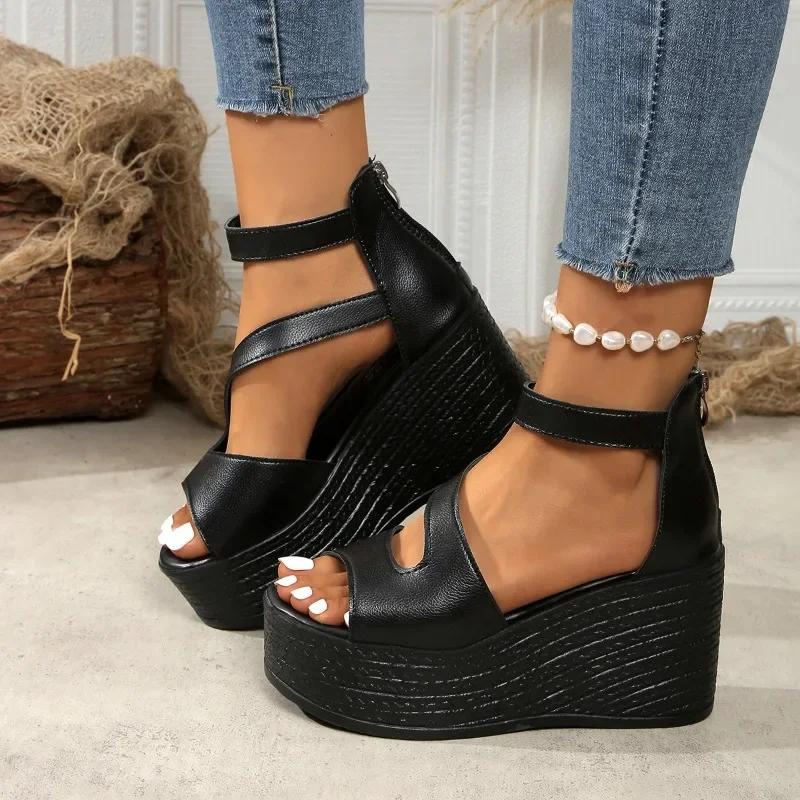 Fashion Women's Platform Wedge Sandals 2025 Summer Fashion Casual Comfortable Ladies Heeled Sandals Walking Shoes for Women High Heels