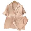 Summer Pink Sweet And Cute Wind Ice Silk Short-Sleeved Pajamas Women'S Loungewear Can Be Worn Outside
