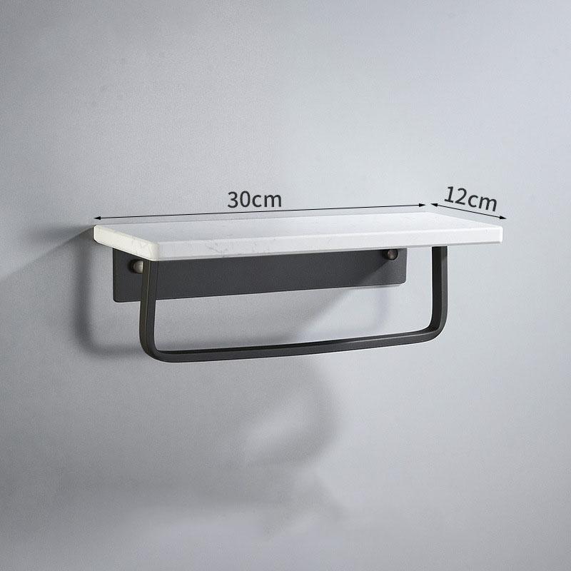 Black/White Marble Bathroom Shelf Wall-mounted Bathroom Storage Rack Aluminum Shower Stand With Rod Bathroom Accessory