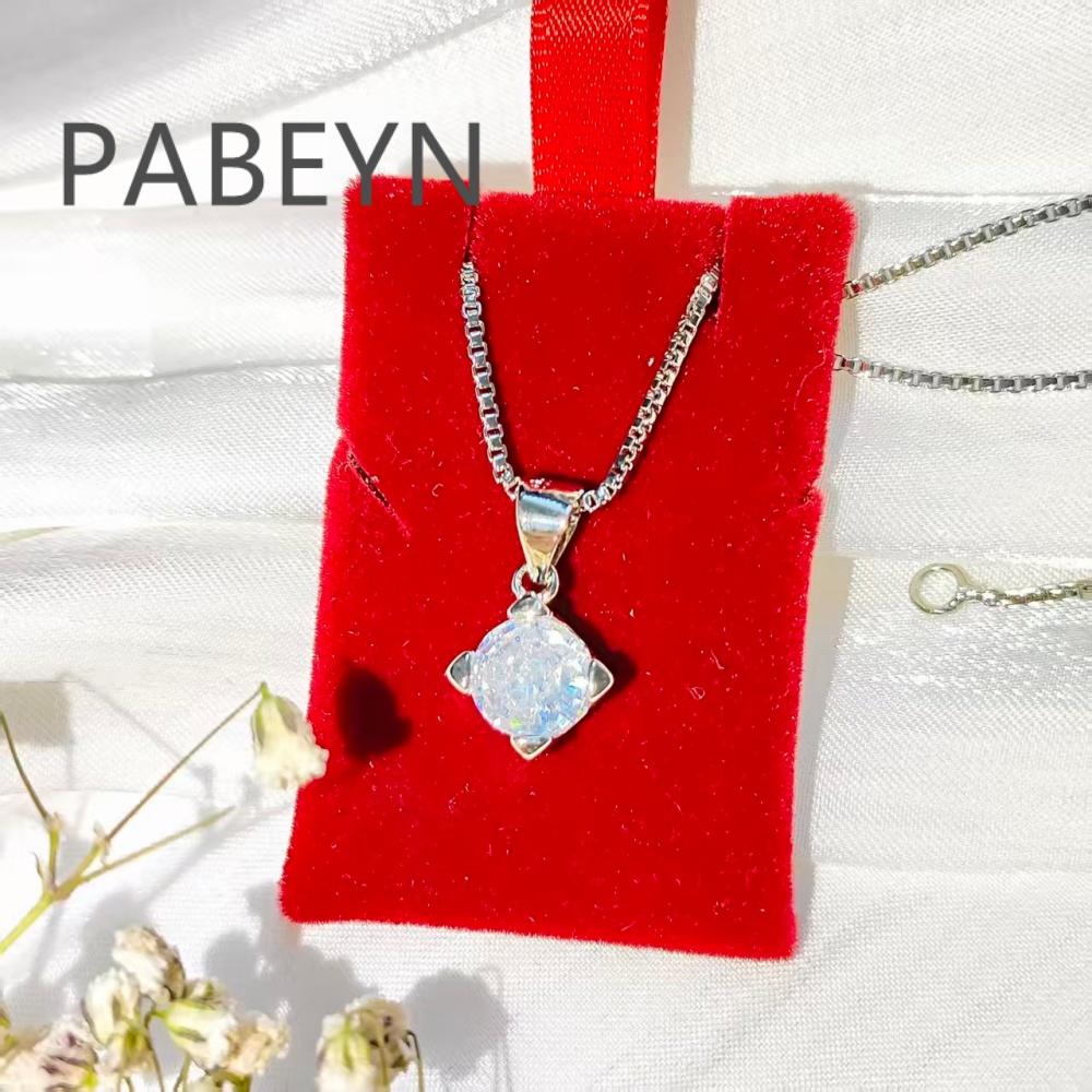 925 Sterling Silver Fashion Geometric Square Circle Zircon Necklace Birthday Wedding Anniversary Jewelry Gift серебряный