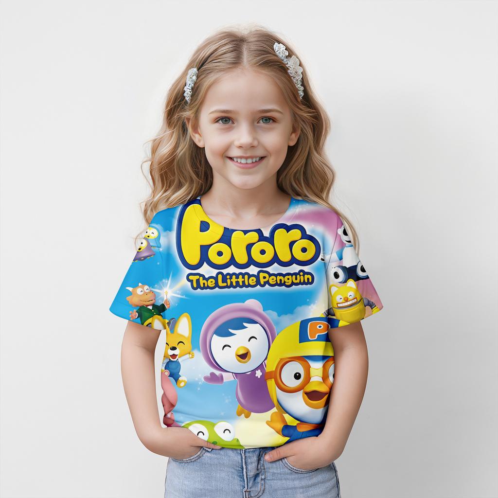 Children Summer Cartoon Girls Fashion T-shirt 3D Print T-shirt Casual Kids Top Casual 2024 New Clothes