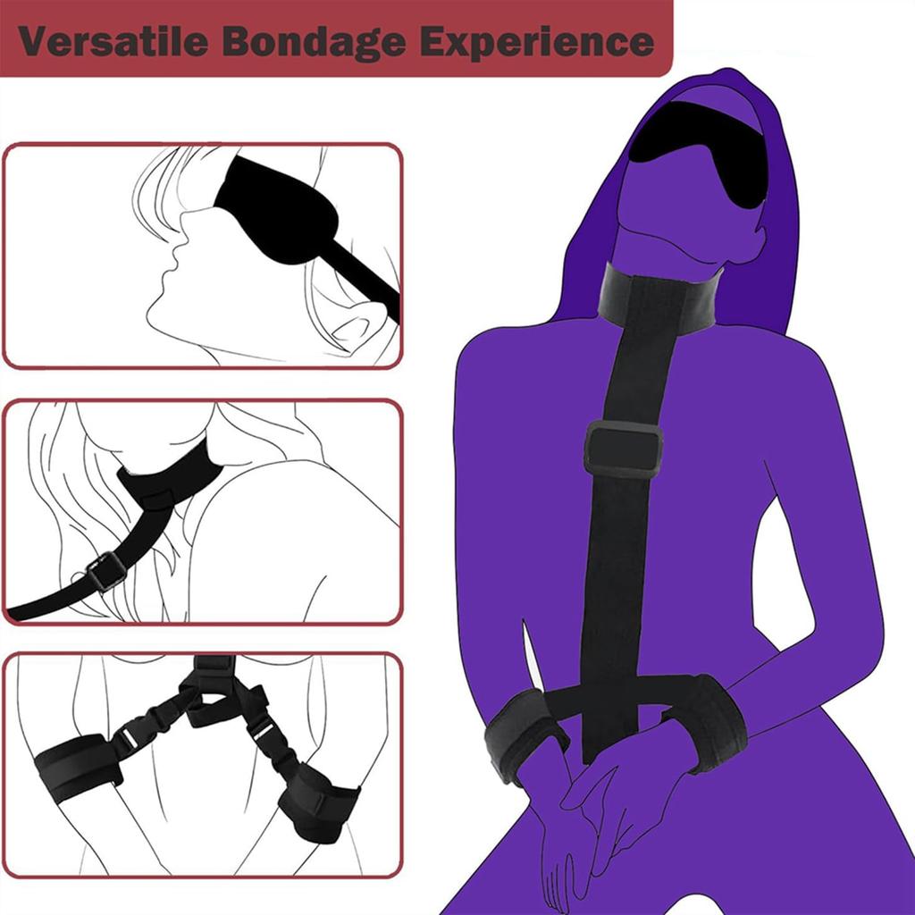 BDSM Sex Bed Bondage Restraints Straps Bondaged Tie Downs Kit Women Sweater | 4Pcs Sex Hand Cuff Bracelets Set for Adults Bdsm Handcuffs Restraints