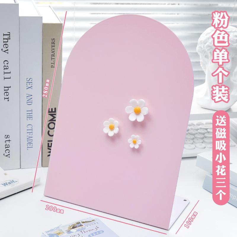 Desktop Magnetic Fluorescent Metal Message Board Vertical Standing Memo For Home Office
