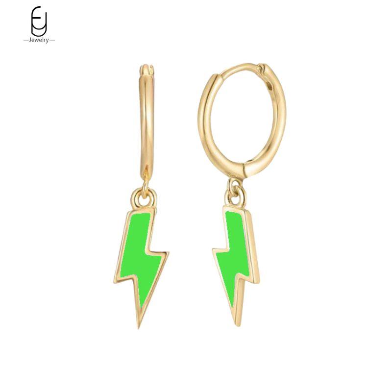 925 Silver Needle Vintage Gold Earrings for women Fashion Lightning Pendant Hoop Earrings Wedding High Luxury Jewelry