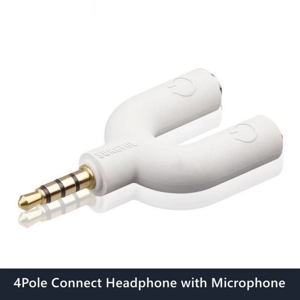 4 Pole Earphone Splitter Cable 3.5mm Plug Headset Splitter U Type Adapter  Karaoke