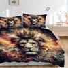 3pcs Lion's Crown Amidst Celestial Flames Bedding Set - Includes 1 Quilt Cover and 2 Pillowcases, Comfortable Bedding with Stylish Design for Bed