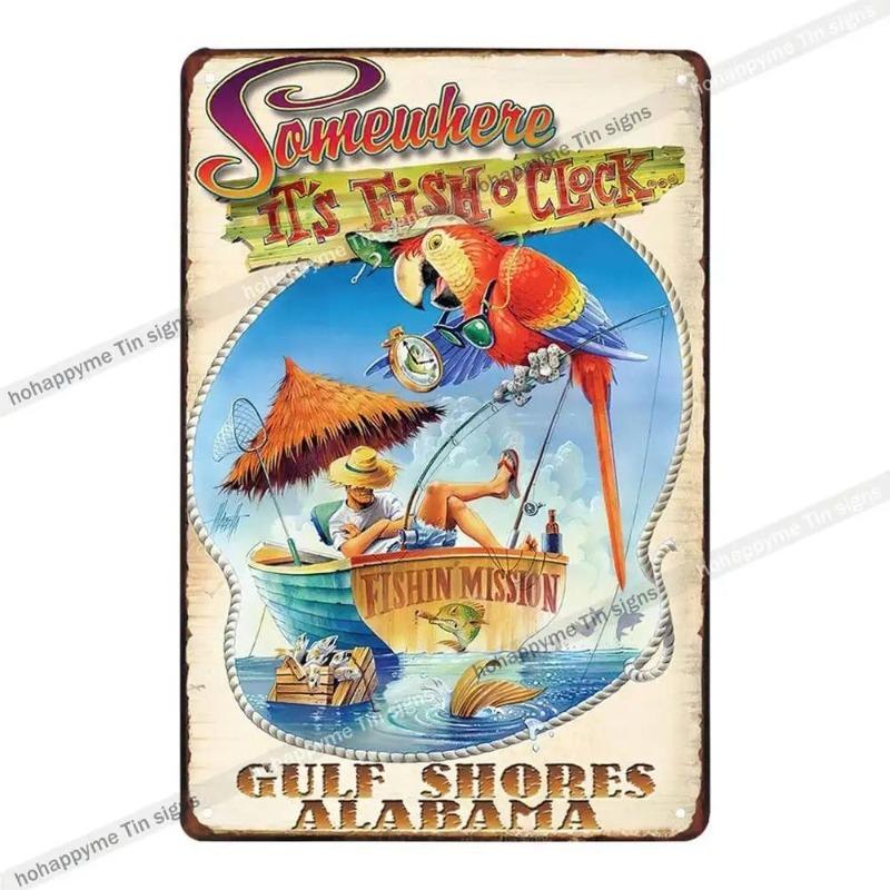 5 O'Clock Vintage Tin Sign, Retro Metal Wall Decor