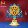 Tibetan Auspicious Symbols: Eight Treasures Golden Wheel Ornament for Home Altar Decoration
