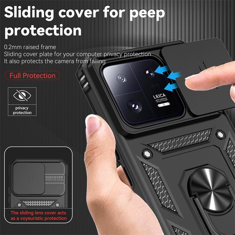 Funda For Xiaomi 13 5G Case Armor Slide Lens Protect Magnetic Ring Stand Case For Xiomi Mi 13 Pro Xiaomi13 13Pro Mi13 Back Cover