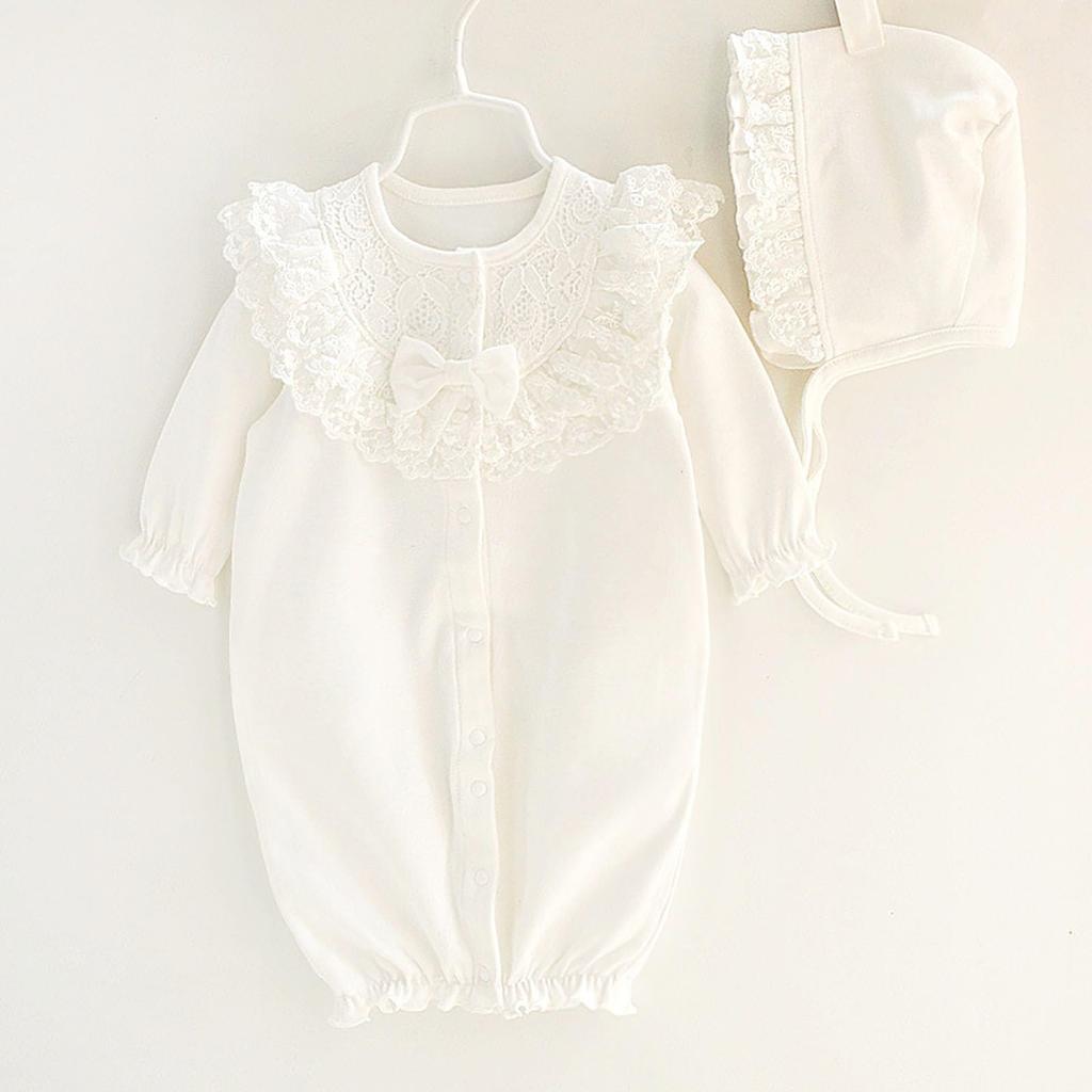AGRADI Baby Newborn Hospital Discharge Ceremony Baby Formal Coverall for Girls and Includes Set for Shrine Visits and Hospital Discharges Dress,