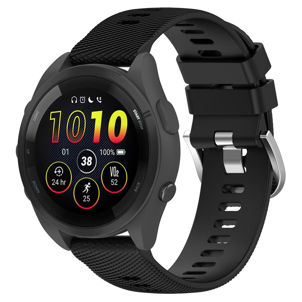 For Garmin Forerunner 265 Silicone Watch Band 22mm Cross Stripe Soft Sport Replacement Watch Strap