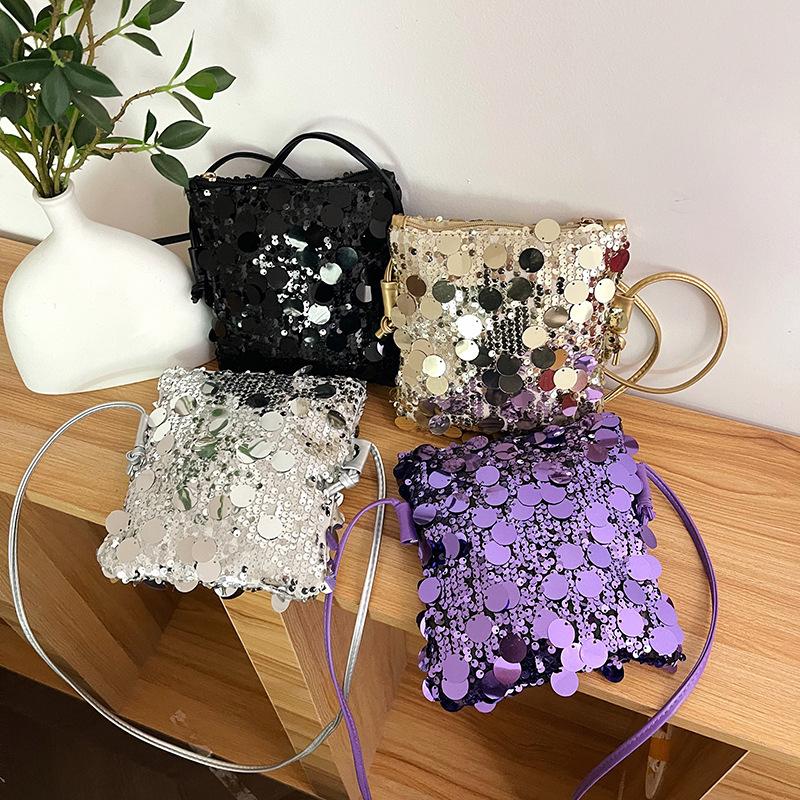 Fashion Fashion Sequined Mobile Phone Small Square Bag Female 2025 New Niche Design Western Style Shoulder Bag Mini All-match Chain