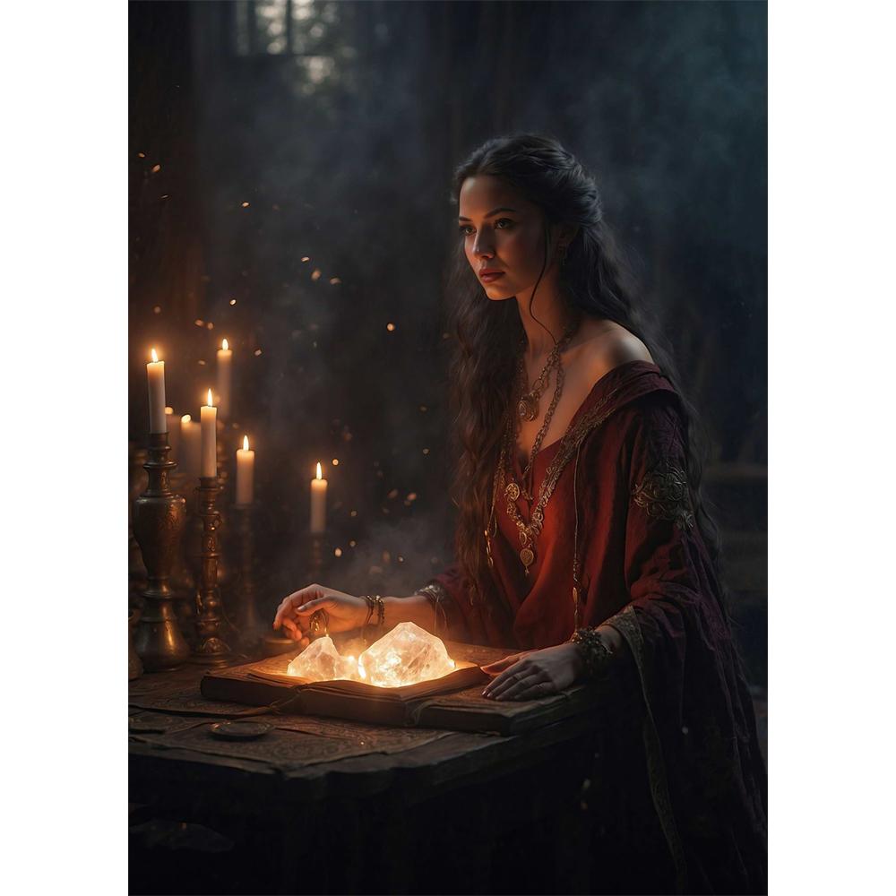 Fantasy Forest Castle Dark Academy Magic Witch Canvas Diamond Painting Wall Art Picture Living Room Home Decor