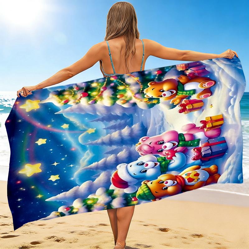 1Pc Christmas Bears Presents Beach Towel, Quick Dry, Multi-Use for Beach Pool Gym Yoga Home Travel, Christmas, Halloween, Xmas Gift S147
