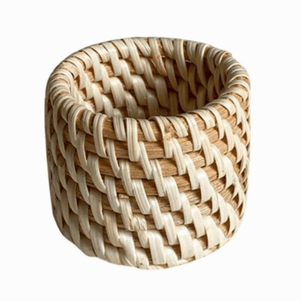 Anneau de serviette tressé en rotin Design tressé fait à la main Anneau de serviette rustique Fermeture à boucle Anneau de serviette réutilisable Porte-serviette Décoration de table