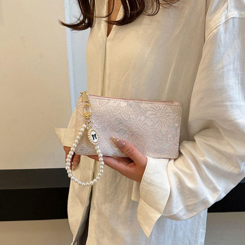 

Pearl Chain Storage Bag Lace Clutch Bag New Coin Purse Girl