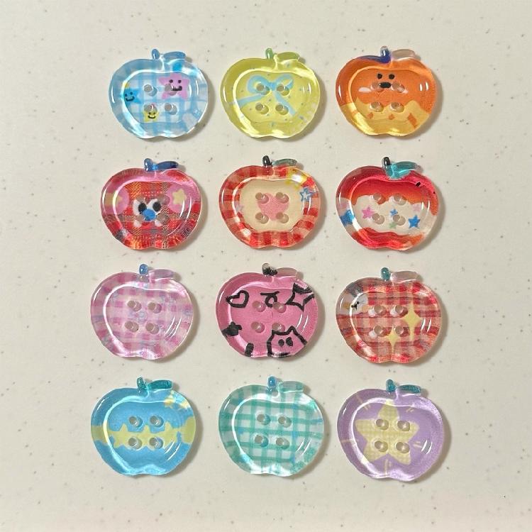 10 Stück Fruchtform Bastelknopf 20MM Acrylkopf 4-Loch Nähknopf für Kleidung Nähen Basteln Stricken Dekoration