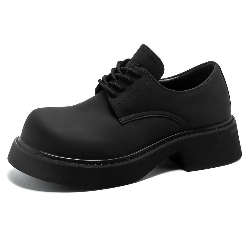 

3188/38-46 carbon black big head derby shoes men and women platform heightening Mickey shoes casual commuter leather shoes couple 36-Size is too large