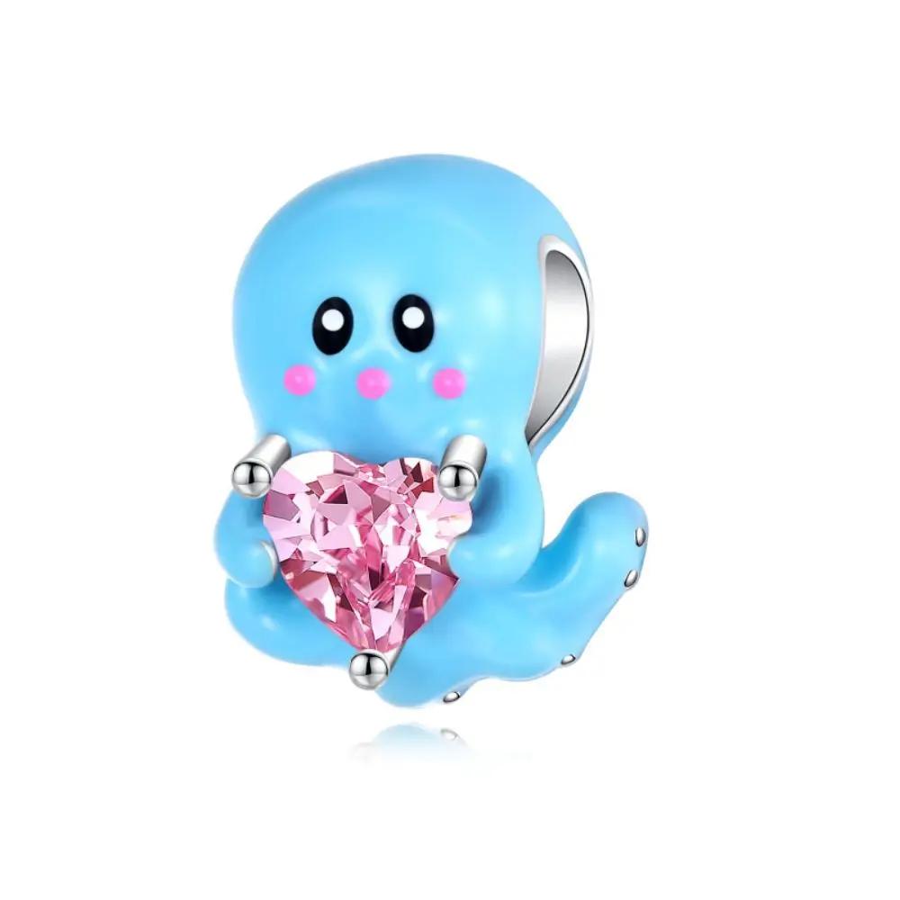 Copper Blue Zircon Star Sea Turtle Shape Twelve Color Charm Beads Fit Original Bracelet For Women Pendant Diy Jewelry Gift
