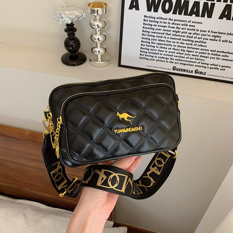 

Классическая стеганая мягкая кожаная сумка через плечо для женщин, повседневное использование, многослойный чехол для телефона, большая вместимость, сумка через плечо с молнией