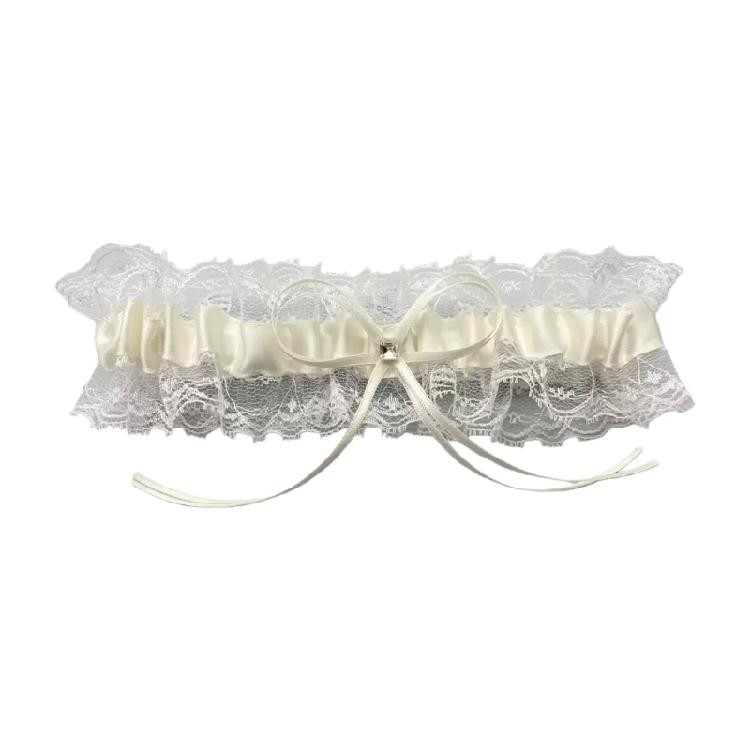 Elegant Rose Flower Garter with Bowknot Adjustable Lace Leg Band for Women Holiday Wedding Dress Outfits